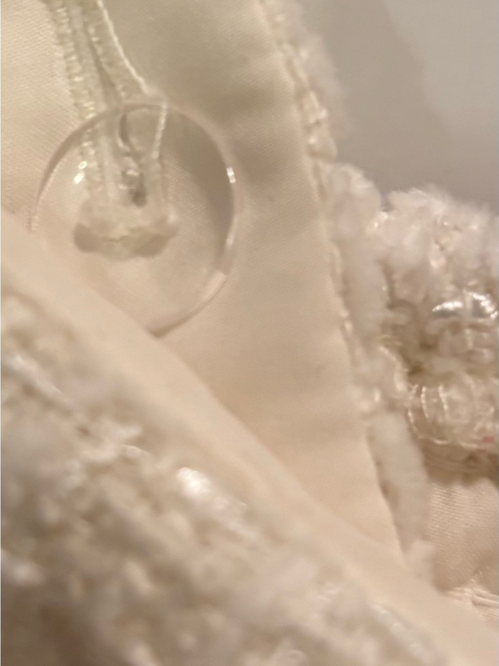 A Loves A Ivory Bouclé Tweed Crop Top Pearl Detail Parisian Luxe Chic Small NWOT - Picture 7 of 8